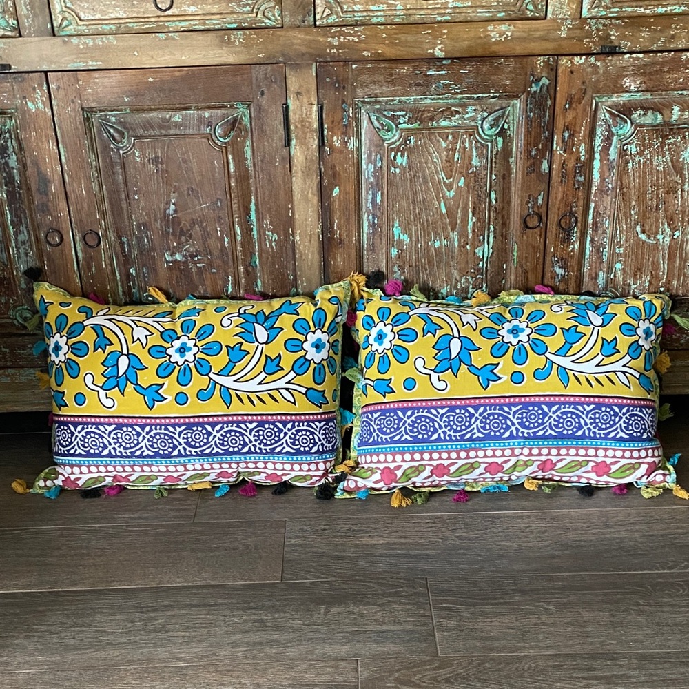 Colorful Accent Pillows. About 24” x 16”  (1 set of 2 pillows)